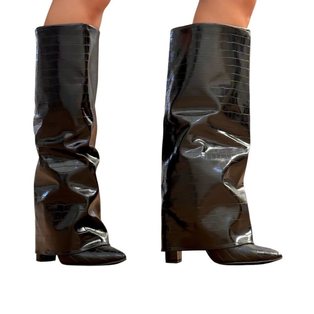 Gator print PU black boots - Picture 3 of 7